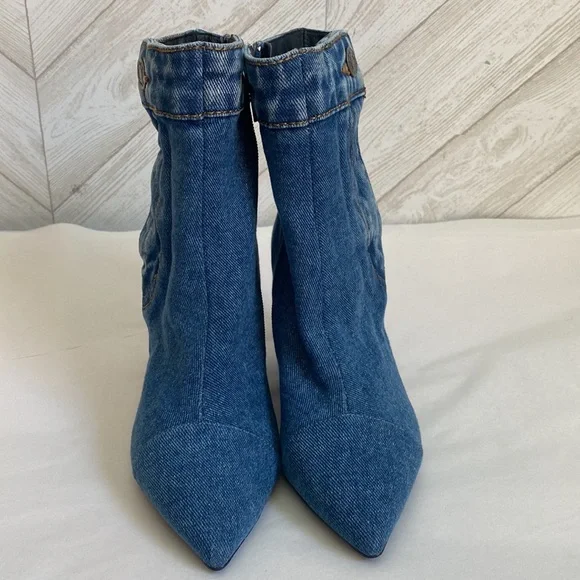 NEW Jeffrey Campbell Finite denim block heel booties 6 - Picture 7 of 14